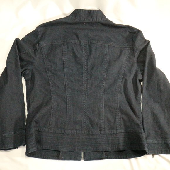 CHICOS Platinum Dark Denim Full Zip Jacket Sz 2 - Picture 5 of 11